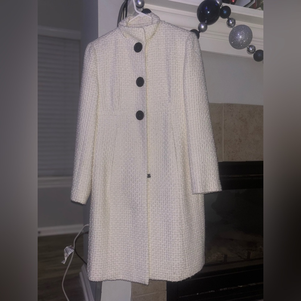 Calvin Klein Cream Textured Trench Coat